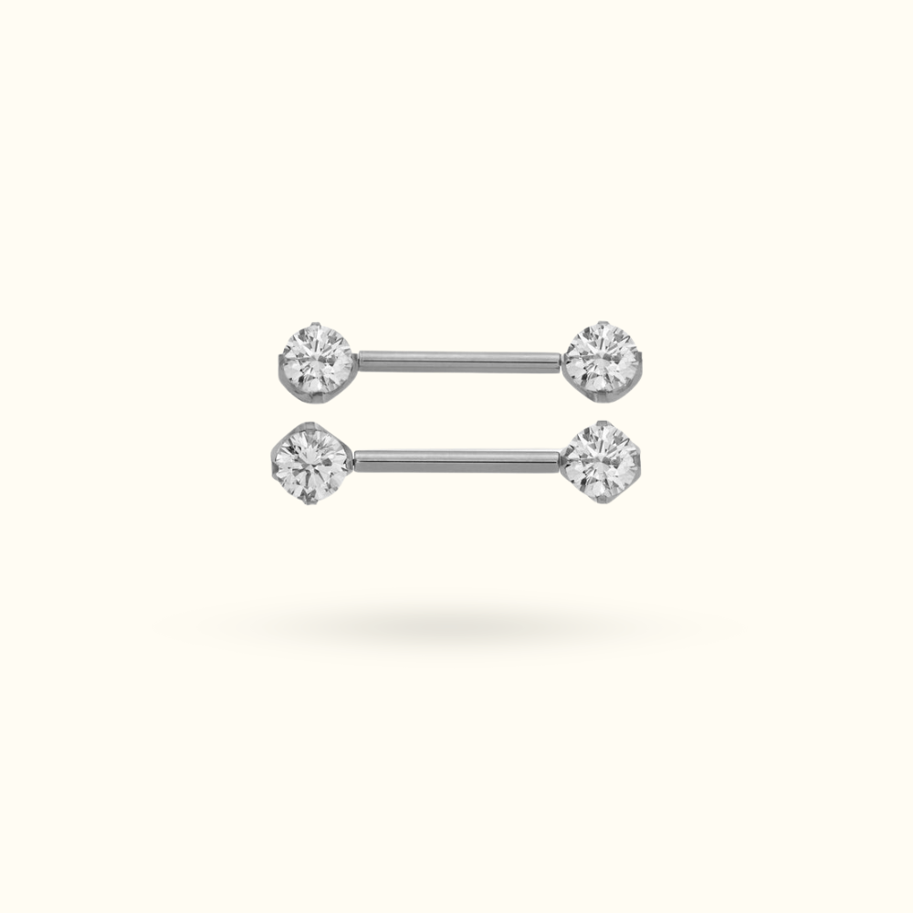 Titanium Crystal Prong Push-Back Nipple Barbells – Lulu Ave