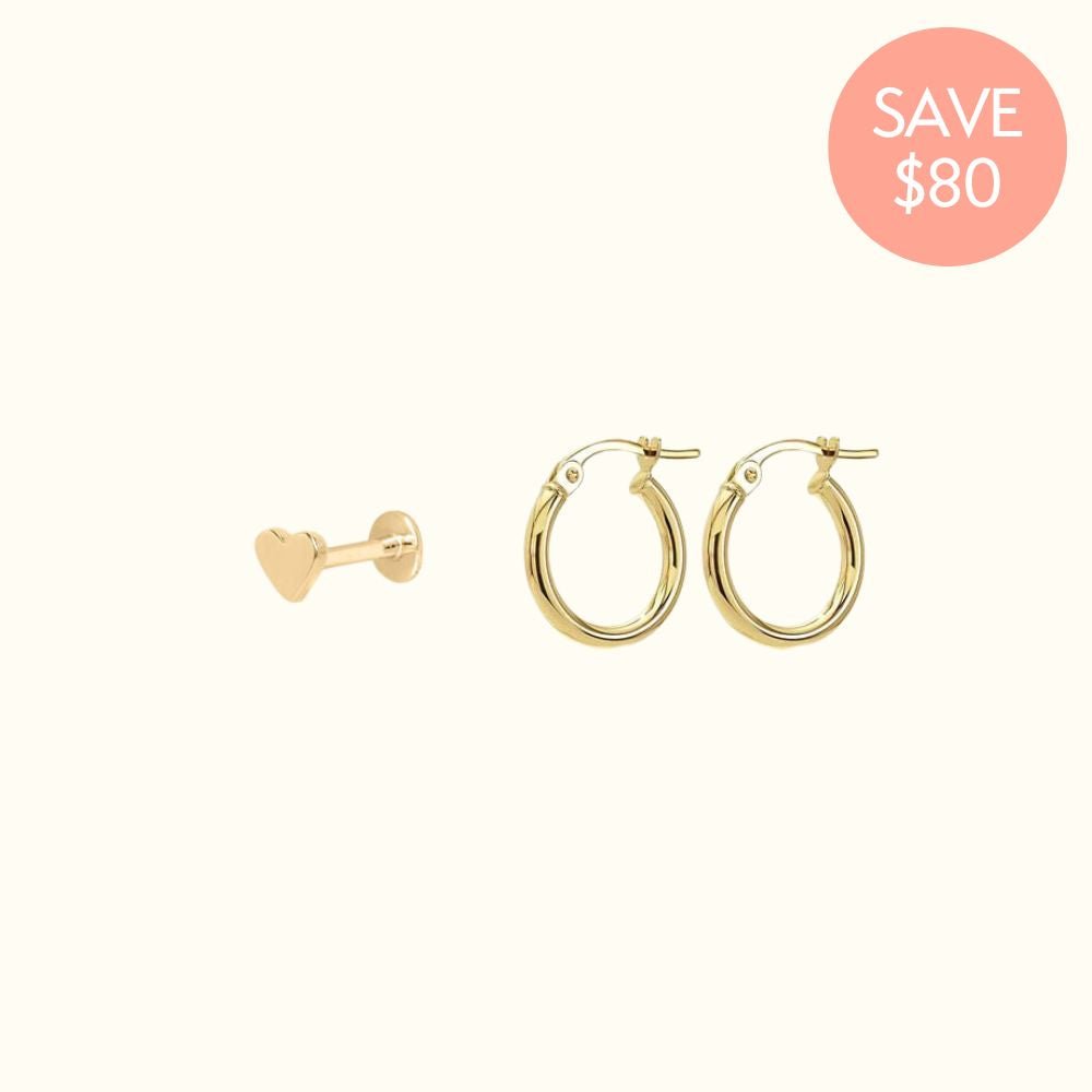 14k Amore Set - Earrings - Lulu Ave Body Jewelery