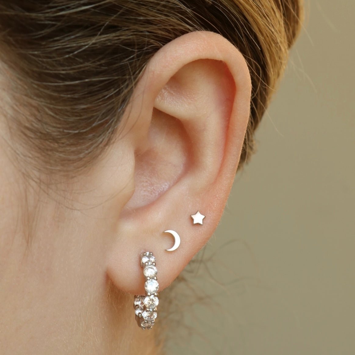 14k Star Flat back Earring - Threadless - Lulu Ave Body Jewelery