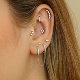 14k Three Prong Cluster Flat back Earring - Threadless - Lulu Ave Body Jewelery