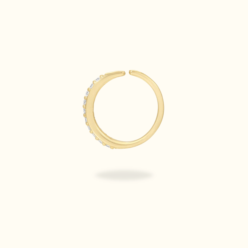 14k Yellow Gold Crystal Hoop - Earrings - Lulu Ave Body Jewelery