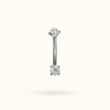 Titanium Crystal Prong Push-Back Curve Rook Barbell - Lulu Ave Body Jewelery