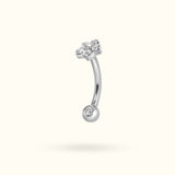 Titanium Crystal Flower Curve Push - Back Rook Barbell - Belly Rings - Lulu Ave Body Jewelery