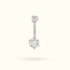 14k Prong Bezel Crystal Navel Ring - Belly Rings - Lulu Ave Body Jewelery